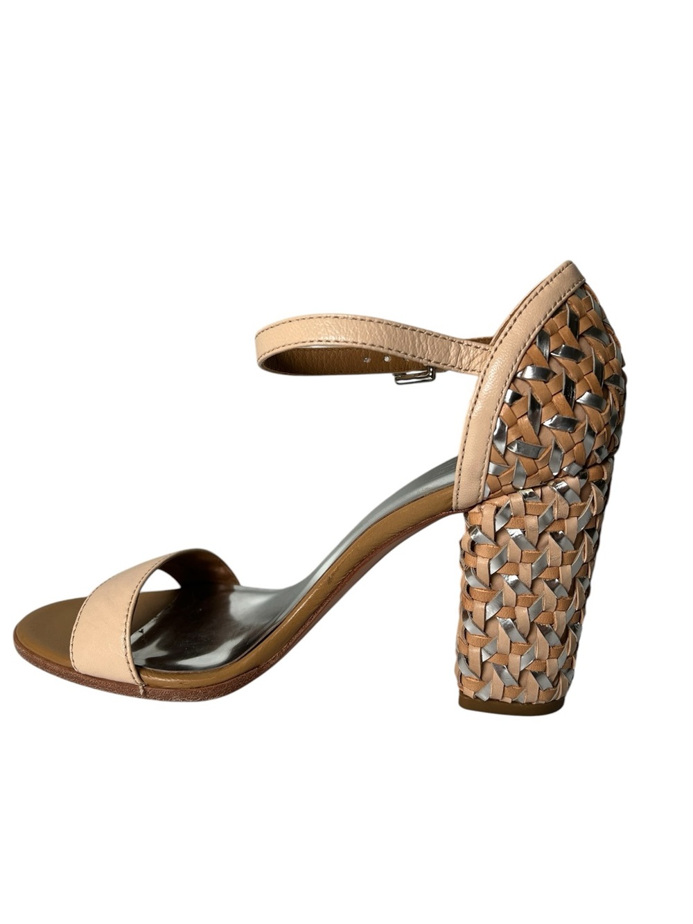 COACH TERRI Woven Leather High Heels Natural/Silver Size 8.5 - Picture 5 of 10
